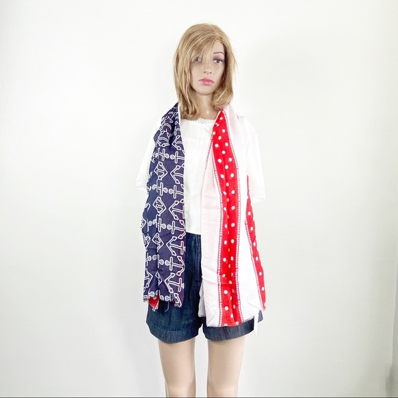 Sperry nautical blue orange scarf anchor polka dot - Picture 2 of 8